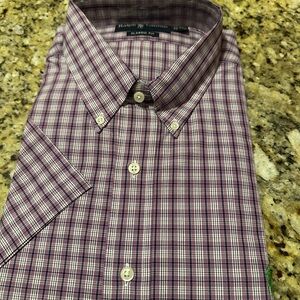 NWT Ralph Lauren Short Sleeve Button Down Men's Purple Plaid Shirt XXL 2XL
